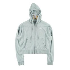 Damska bluza rozpinana na suwak szara. Szare bluzy z kapturem Nike, l, bez wzorów, bez kaptura, na fitness i siłownię. Za 119.24 zł.