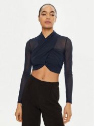 BARDOT Bluzka 55001TB2 Granatowy Slim Fit. Niebieskie bluzki Bardot, s, bez wzorów, z syntetyku, bez kołnierzyka, bez ramiączek. Za 179.99 zł.