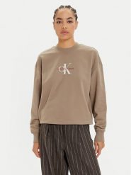 Calvin Klein Jeans Bluza Monologo J20J224177 Beżowy Regular Fit. Brązowe bluzy Calvin Klein Jeans, m, bez wzorów, z bawełny, bez kaptura. Za 249.99 zł.