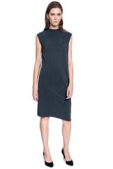 DAMSKA SUKIENKA LEE CUPRO DRESS BLACK L50VQR01. Czarne sukienki Lee, l, bez wzorów, bez kołnierzyka, bez ramiączek. Za 199.99 zł.