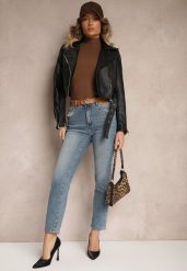 Niebieskie Jeansy o Kroju Regular Fit z Dodatkowym Ozdobnym Paskiem Delalithra. Niebieskie jeansy Renee, s, bez wzorów, z jeansu, eleganckie. W wyprzedaży za 107.99 zł.