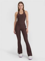 4F Legginsy z rozszerzanymi nogawkami damskie 4F x Anna Lewandowska - brązowe L. Brązowe legginsy 4f, bez wzorów, z dzianiny, eleganckie. Za 99.99 zł.