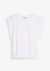 T-shirt z czystej bawełny. Białe t-shirty bonprix, bez wzorów, z bawełny, bez kołnierzyka, bez ramiączek. Za 32.99 zł.