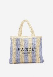 Niebieska Plażowa Torebka Shopperka Ozdobiona Napisem Navale. Niebieskie torebki klasyczne Renee, bez wzorów, z jeansu, eleganckie, bez dodatków. Za 74.99 zł.
