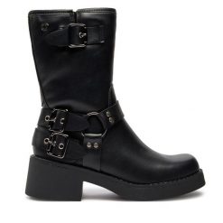 Botki Refresh. Czarne botki Refresh, bez wzorów, bez obcasa, na płaskiej podeszwie, bez zapięcia. Za 159.99 zł.