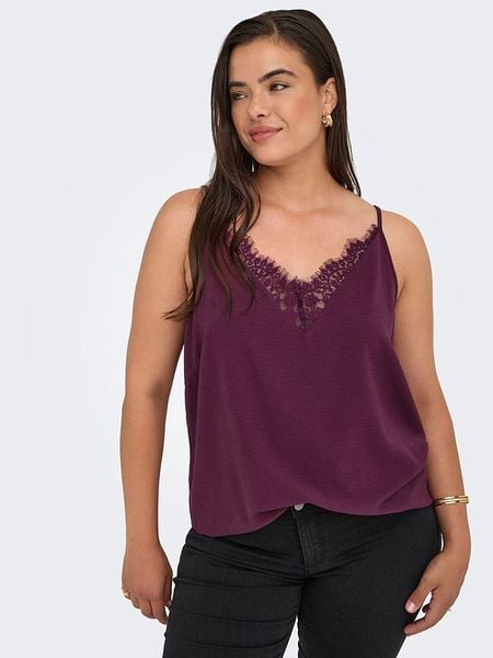 ONLY Top w kolorze fioletowym rozmiar: 50. Różowe topy ONLY, bez wzorów, z koronki, bez kołnierzyka, bez ramiączek. Za 65.69 zł.