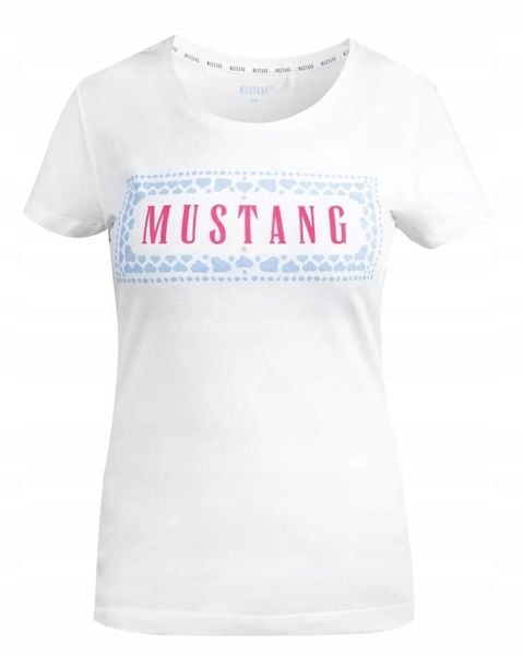 Koszulka Damska Mustang Sportowa Bawełna Logo. Białe t-shirty sportowe Mustang, s, bez wzorów, z bawełny, bez ramiączek. Za 69.00 zł.