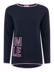 Zwillingsherz Sweter "Smile" w kolorze granatowym rozmiar: XL. Niebieskie swetry Zwillingsherz, xl, bez wzorów, z kaszmiru, bez ramiączek. Za 215.71 zł.