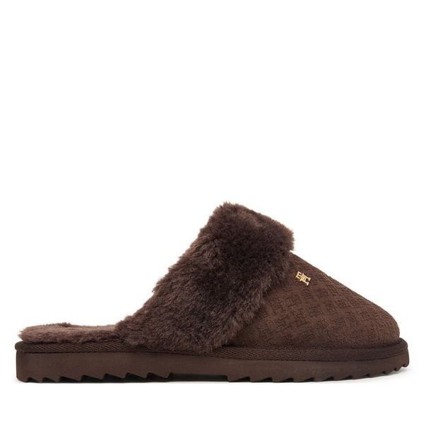 Kapcie Tommy Hilfiger. Brązowe kapcie Tommy Hilfiger, bez wzorów. Za 409.99 zł.