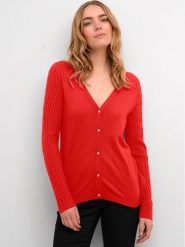 Cream Kardigan Crdela Cable Knit 10611771 Czerwony Straight Fit. Czerwone swetry Cream, xs, bez wzorów, z wiskozy, bez ramiączek. Za 69.99 zł.
