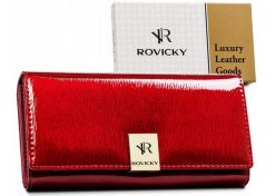 Portfel damski Rovicky [DH] RH-27A-1-SH czerwona. Czerwone portfele ROVICKY, z aplikacjami, z lakierowanej skóry. Za 95.99 zł.