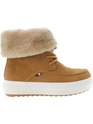 U.S. Polo Assn. Botki zimowe w kolorze jasnobrązowym rozmiar: 37. Brązowe botki U.S. Polo Assn., bez wzorów, bez obcasa, na platformie, bez zapięcia. Za 196.70 zł.
