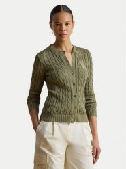 LAUREN RALPH LAUREN Kardigan Cable 200P14040500 Zielony Regular Fit. Zielone swetry Lauren Ralph Lauren, xs, bez wzorów, z bawełny, bez ramiączek. Za 949.99 zł.