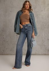Niebieskie Jeansy Wide Leg High Waist z Bawełną i Dodatkiem Wiskozy Phrixanise. Niebieskie jeansy Renee, l, bez wzorów, z bawełny, z podwyższonym stanem. Za 139.99 zł.