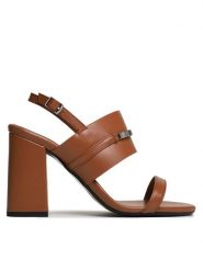 Calvin Klein Sandały Block Hl Sandal HW0HW01612 Brązowy. Brązowe sandały Calvin Klein, bez wzorów, ze skóry, bez obcasa, na słupku, bez zapięcia. Za 799.99 zł.