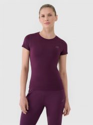 4F Koszulka treningowa regular szybkoschnąca damska - fioletowa S. Fioletowe t-shirty sportowe 4f, s, bez wzorów, z dzianiny, bez ramiączek, na fitness i siłownię. W wyprzedaży za 59.99 zł.