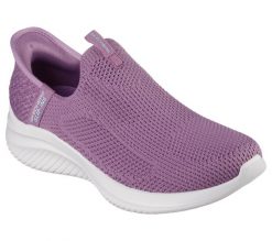 Buty sportowe Sneakersy damskie, Slip-Ins: Ultra Flex 3.0 - Easy Win. Fioletowe buty treningowe Skechers, bez wzorów, z materiału, przed kostkę, bez zapięcia, trekkingowe. Za 359.99 zł.