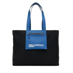 Torebka Karl Lagerfeld Jeans. Czarne shopper bag Karl Lagerfeld Jeans, bez wzorów, z jeansu, bez dodatków. Za 189.99 zł.