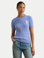 LAUREN RALPH LAUREN Sweter 200P07025003 Błękitny Relaxed Fit. Niebieskie swetry Lauren Ralph Lauren, xxl, bez wzorów, z bawełny, bez ramiączek. Za 769.99 zł.