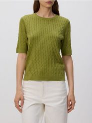 Sweter z ozdobnym splotem - oliwkowy. Zielone swetry Reserved, l, bez wzorów, z dzianiny, klasyczne, bez ramiączek. Za 79.99 zł.
