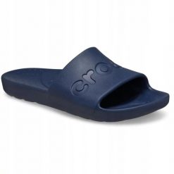 Kapcie Crocs Crocs Slide Dorosłych. Niebieskie kapcie Crocs, bez wzorów, z materiału. Za 119.99 zł.