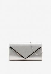 Srebrna Torebka Typu Kopertówka Ozdobiona Metaliczną Aplikacją Banolissa. Szare torebki klasyczne Renee, z aplikacjami, eleganckie, na ramię, bez dodatków. Za 59.99 zł.