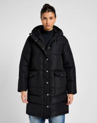 LEE DAMSKA KURTKA ZIMOWA LONG PUFFER JACKET UNIONALL BLACK 112355161 LI54008520. Czarne kurtki Lee, na zimę, m, bez wzorów, bez kaptura. Za 509.99 zł.