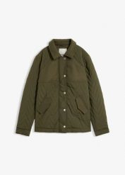 Kurtka pikowana z wełną. Zielone kurtki bonprix, bez wzorów, z wełny, bez kaptura. Za 249.99 zł.
