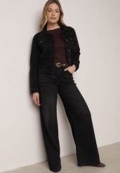 Czarne Jeansy o Szerokim Kroju Palazzo z Bawełną i Wysokim Stanem Zinnalitte. Czarne jeansy Born2be, l, bez wzorów, z bawełny, klasyczne, z podwyższonym stanem. Za 129.99 zł.