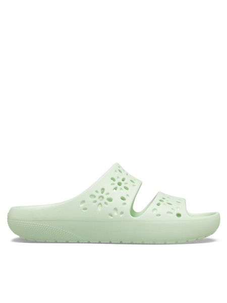 Crocs Klapki Classic Floral Cutout Sandal 210966 Zielony. Zielone klapki Crocs, bez wzorów, z tworzywa sztucznego, bez obcasa, bez zapięcia. Za 129.99 zł.