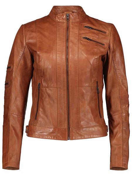 7eleven Skórzana kurtka "Tilla" w kolorze karmelowym rozmiar: 40. Brązowe kurtki 7eleven, bez wzorów, ze skóry, bez kaptura. Za 682.45 zł.