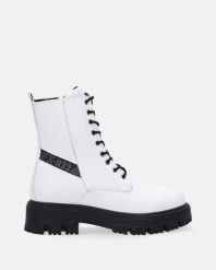 SKÓRZANE BIAŁE WORKERY 24071 WHITE. Białe botki Venezia, bez wzorów, ze skóry, bez obcasa, bez zapięcia. Za 339.00 zł.