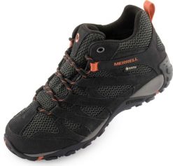 Merrell Alverstone Mid GTX damskie buty outdoor czarne. Czarne buty trekkingowe z gore-texu, bez zapięcia. Za 617.99 zł.
