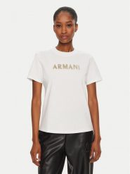Armani Exchange T-Shirt 6DYT36 YJ7VZ 1000 Biały Regular Fit. Białe t-shirty Armani Exchange, xs, bez wzorów, z bawełny, bez kołnierzyka, bez ramiączek. Za 359.99 zł.