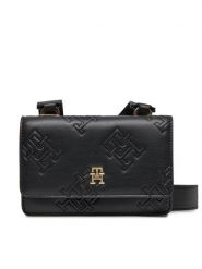 Tommy Hilfiger Torebka Th Refined Crossover Mono AW0AW15727 Czarny. Czarne listonoszki Tommy Hilfiger, bez wzorów, ze skóry, bez dodatków. Za 359.99 zł.