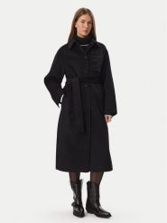 KARL LAGERFELD Płaszcz wełniany B4W15013 Czarny Regular Fit. Czarne płaszcze KARL LAGERFELD, na zimę, bez wzorów, z wełny, bez kaptura. Za 1,749.00 zł.