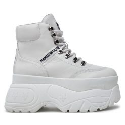 Botki Naked Wolfe. Białe botki Naked Wolfe, bez wzorów, bez obcasa, na koturnie, bez zapięcia. Za 849.99 zł.