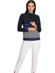 Heine Sweter w kolorze granatowym rozmiar: 50. Niebieskie swetry Heine, bez wzorów, z bawełny, bez ramiączek. Za 70.90 zł.