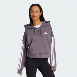 Bluza z kapturem Essentials 3-Stripes French Terry Quarter-Zip. Białe bluzy adidas, s, bez wzorów, z materiału, bez ramiączek, z kapturem. Za 255.30 zł.