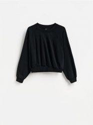 Gładka bluza - czarny. Czarne bluzy Reserved, l, bez wzorów, z bawełny, bez kaptura. Za 69.99 zł.