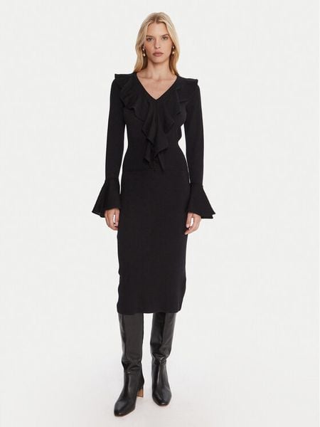 Luisa Spagnoli Sukienka dzianinowa Malimba 100110 Czarny Slim Fit. Czarne sukienki Luisa Spagnoli, m, bez wzorów, z dzianiny, bez kołnierzyka, bez ramiączek. Za 2,149.00 zł.