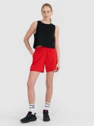 4F Spodenki plażowe damskie - czerwone XS. Czerwone szorty 4f, bez wzorów, z elastanu, wakacyjne. Za 39.99 zł.