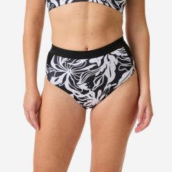 Dół kostiumu kąpielowego surfingowego damski Decathlon Rosa Bermeo. Czarne bikini Decathlon, bez wzorów, z elastanu, sportowe. Za 79.99 zł.