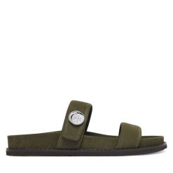 Klapki Tory Burch. Zielone klapki Tory Burch, bez wzorów, bez obcasa, bez zapięcia. Za 1,644.00 zł.