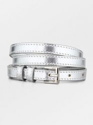 Becksöndergaard Skórzany pasek w kolorze srebrnym rozmiar: XS/S. Szare paski Becksöndergaard, bez wzorów, z materiału. Za 113.99 zł.