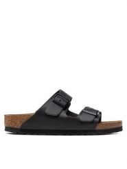 Birkenstock Klapki Arizona 0051193 Czarny. Czarne klapki Birkenstock, bez wzorów, ze skóry, bez obcasa, bez zapięcia. Za 499.99 zł.