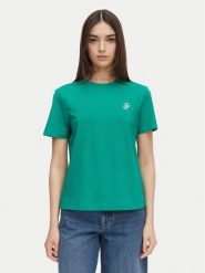 Tommy Hilfiger T-Shirt Logo Embroidery WW0WW48699 Zielony Regular Fit. Zielone t-shirty Tommy Hilfiger, xs, bez wzorów, z bawełny, bez kołnierzyka, bez ramiączek. Za 169.99 zł.