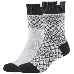 Skarpetki sportowe damskie Casual Cozy Jacquard 2PPK Socks. Szare skarpetki Skechers, bez wzorów, z elastanu. Za 39.99 zł.