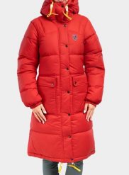 Płaszcz damski Fjallraven Expedition Long Down Parka. Czerwone płaszcze Fjällräven, na zimę, l, bez wzorów, z nylonu, bez kaptura. Za 2,748.89 zł.