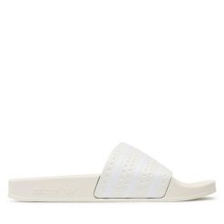Klapki adidas. Białe klapki adidas, bez wzorów, sportowe, bez obcasa, bez zapięcia. Za 179.99 zł.